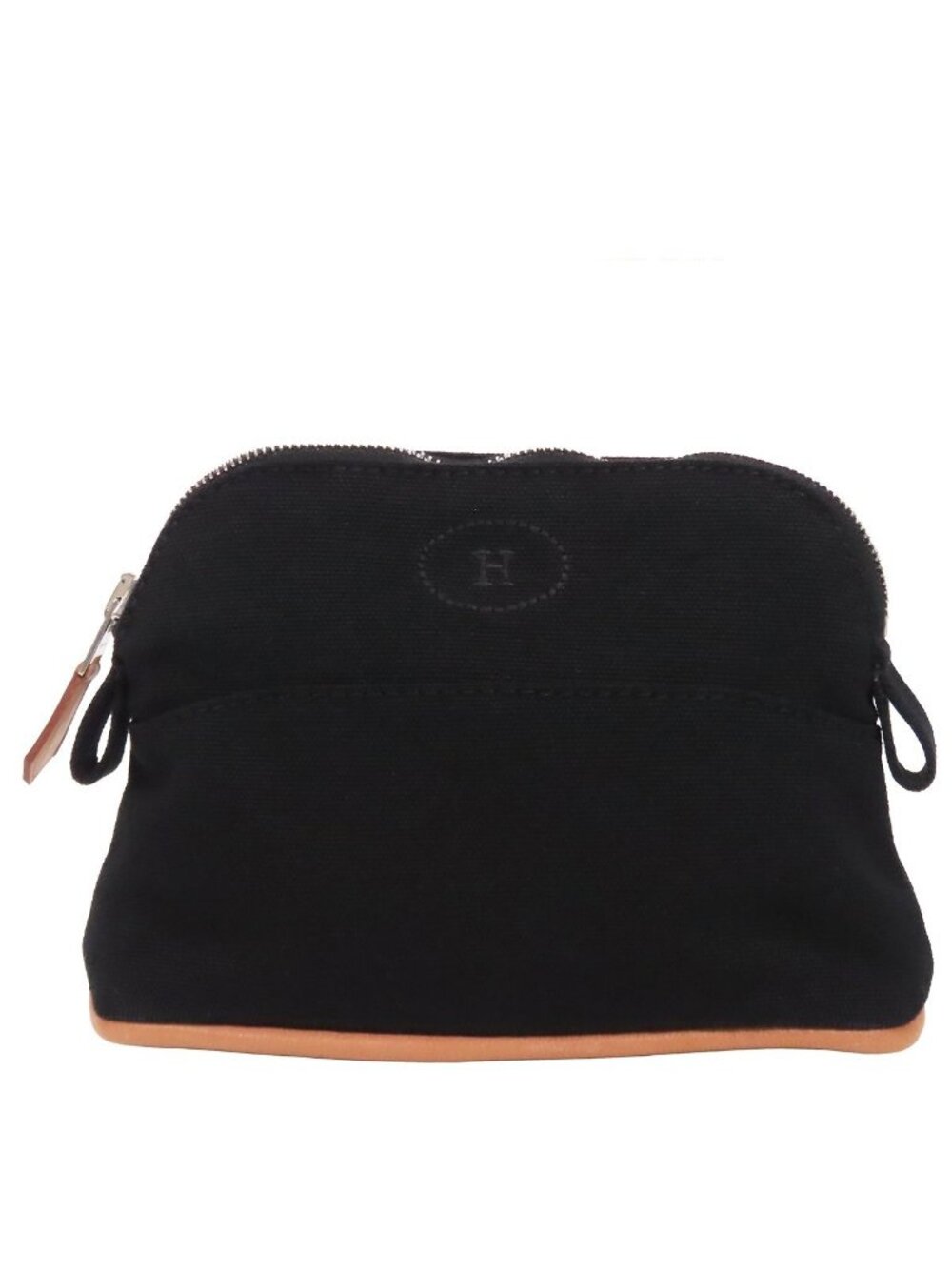 Hermes Bolide Pouch Mini Black Silver Canvas